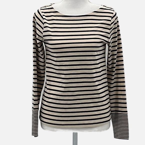 Nili Lotan for Target Striped Long Sleeve T Shirt Black & Cream - Size XXS - Picture 2 of 8